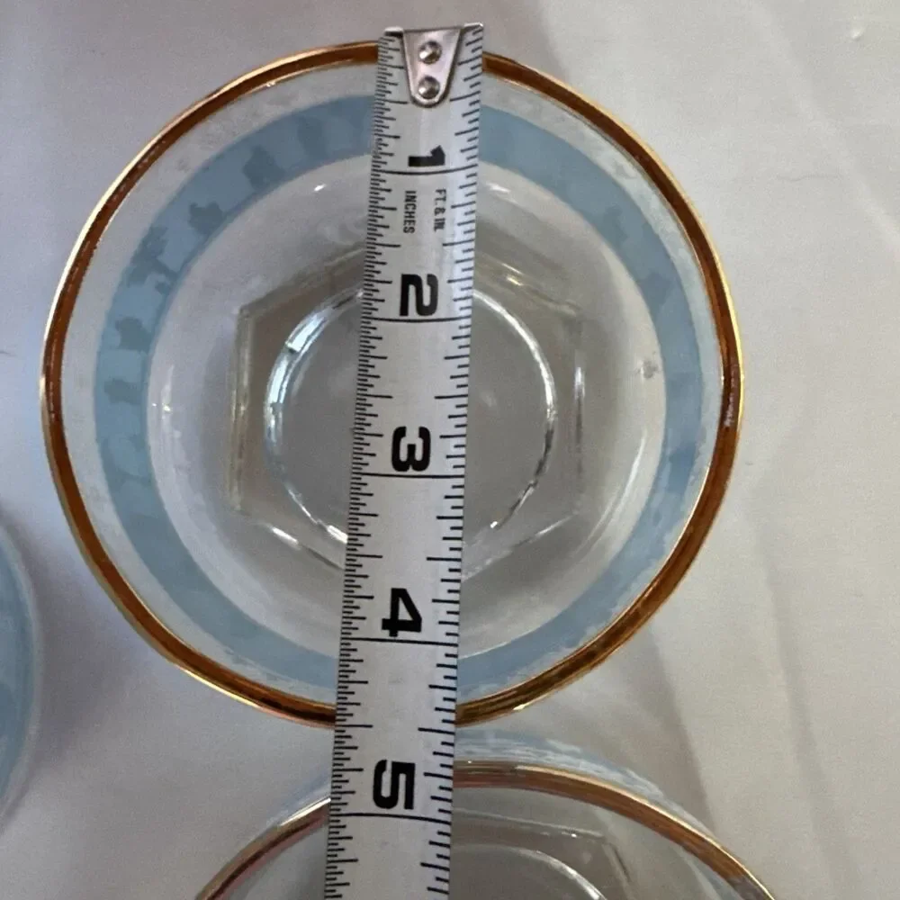 Jeanette Glass Hellenic Wedgwood Blue Grecian 2 Bowls/Trays Open Bowl (Ice)